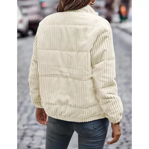 Flygo Women Lightweight Quilted Jacket Corduroy Puffer Jackets Zip Up Fall Winter Coats