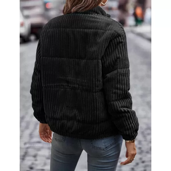Flygo Women Lightweight Quilted Jacket Corduroy Puffer Jackets Zip Up Fall Winter Coats