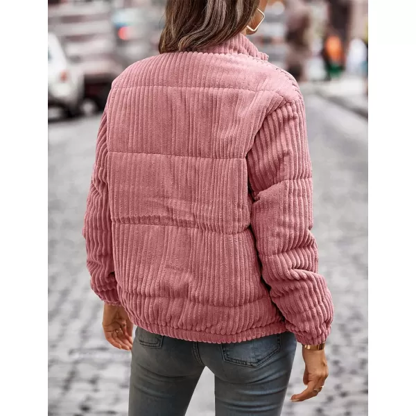 Flygo Women Lightweight Quilted Jacket Corduroy Puffer Jackets Zip Up Fall Winter Coats
