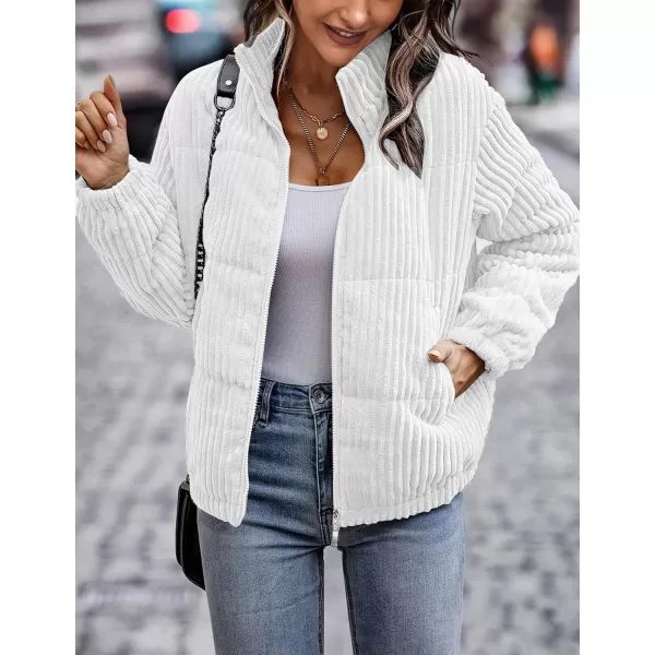 Flygo Women Lightweight Quilted Jacket Corduroy Puffer Jackets Zip Up Fall Winter Coats