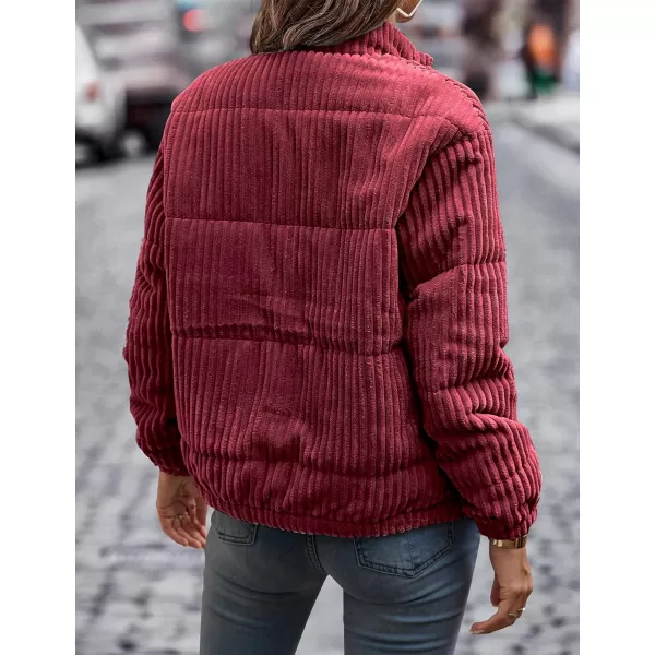Flygo Women Lightweight Quilted Jacket Corduroy Puffer Jackets Zip Up Fall Winter Coats
