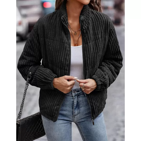 Flygo Women Lightweight Quilted Jacket Corduroy Puffer Jackets Zip Up Fall Winter Coats