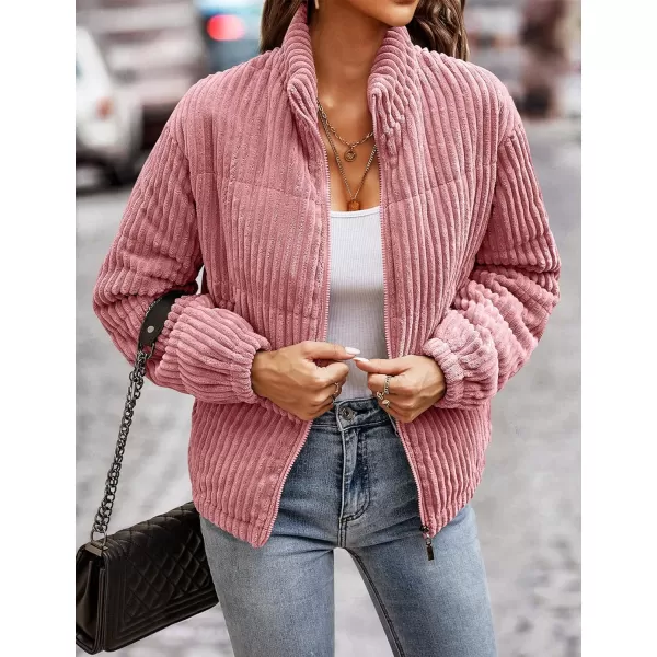 Flygo Women Lightweight Quilted Jacket Corduroy Puffer Jackets Zip Up Fall Winter Coats