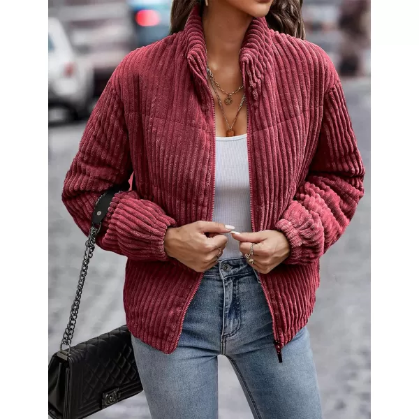 Flygo Women Lightweight Quilted Jacket Corduroy Puffer Jackets Zip Up Fall Winter Coats