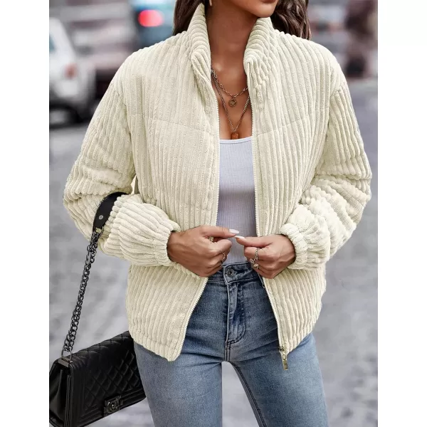 Flygo Women Lightweight Quilted Jacket Corduroy Puffer Jackets Zip Up Fall Winter Coats