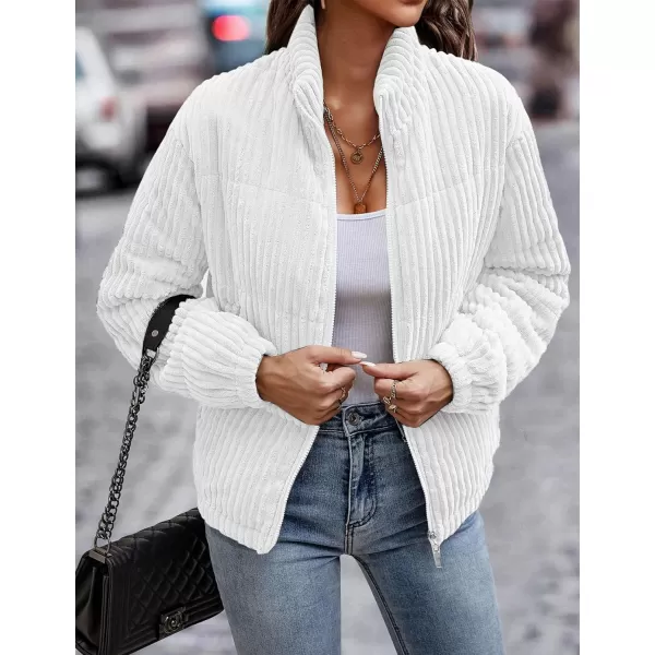 Flygo Women Lightweight Quilted Jacket Corduroy Puffer Jackets Zip Up Fall Winter Coats