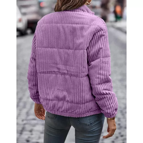 Flygo Women Lightweight Quilted Jacket Corduroy Puffer Jackets Zip Up Fall Winter Coats