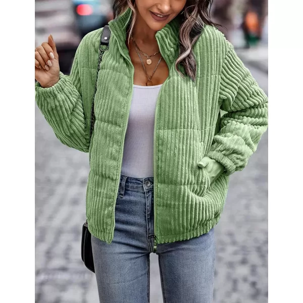 Flygo Women Lightweight Quilted Jacket Corduroy Puffer Jackets Zip Up Fall Winter Coats