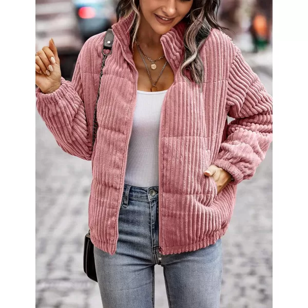 Flygo Women Lightweight Quilted Jacket Corduroy Puffer Jackets Zip Up Fall Winter Coats