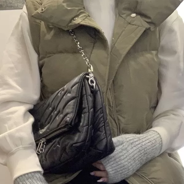 Flygo Women Puffer Vest Winter Warm Lightweight Sleeveless Down Quilted Padded Vest