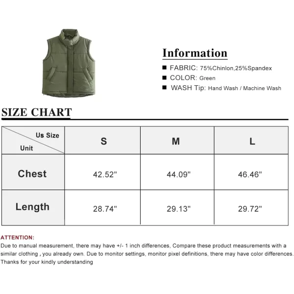 Flygo Women Puffer Vest Winter Warm Lightweight Sleeveless Down Quilted Padded Vest
