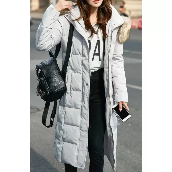 Flygo Women Winter Warm Faux Fur Hooded Down Quilted Puffer Jacket Parka Coat