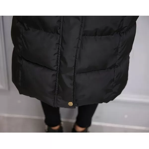 Flygo Women Winter Warm Faux Fur Hooded Down Quilted Puffer Jacket Parka Coat