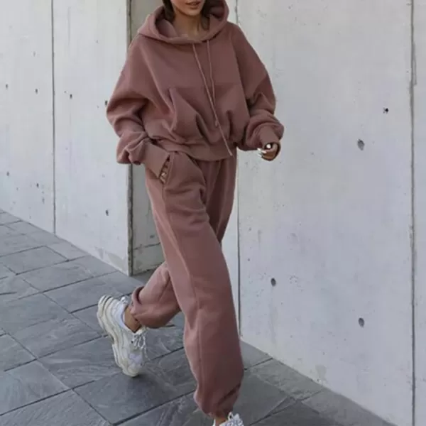 Flygo Womens 2 Piece Fleece Sweatsuits Sets Cropped Pullover Hoodie Outfit Sweatshirts &amp; Pants set