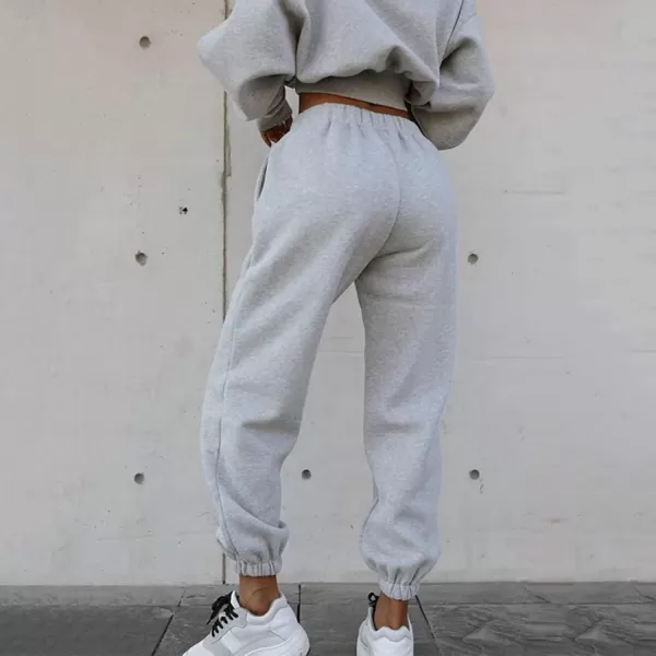 Flygo Womens 2 Piece Fleece Sweatsuits Sets Cropped Pullover Hoodie Outfit Sweatshirts &amp; Pants set
