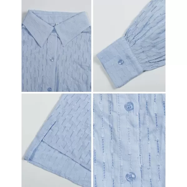 Flygo Womens Casual 2 Piece Outfits Puff Sleeve Button Down Blouse High Waisted Shorts Set