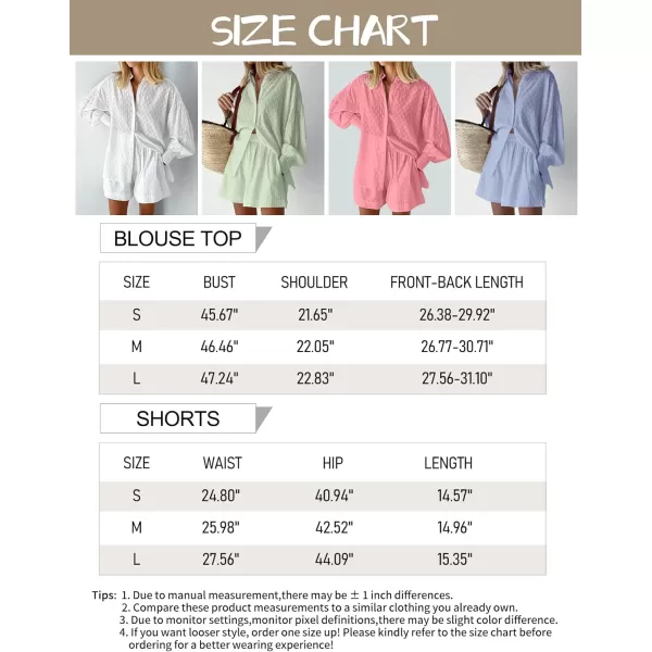 Flygo Womens Casual 2 Piece Outfits Puff Sleeve Button Down Blouse High Waisted Shorts Set