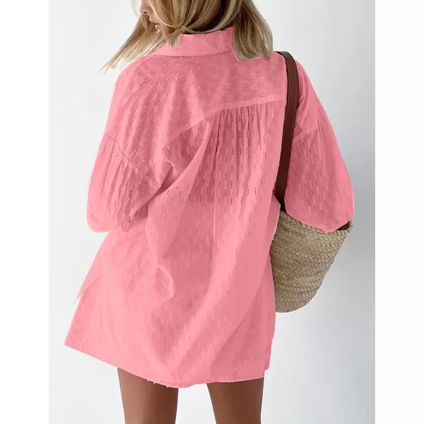Flygo Womens Casual 2 Piece Outfits Puff Sleeve Button Down Blouse High Waisted Shorts Set