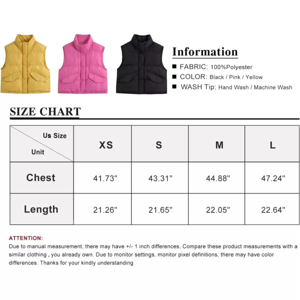Flygo Women's Casual Lightweight Sleeveless Puffer Vest Outerwear Crop Quilted Gilet