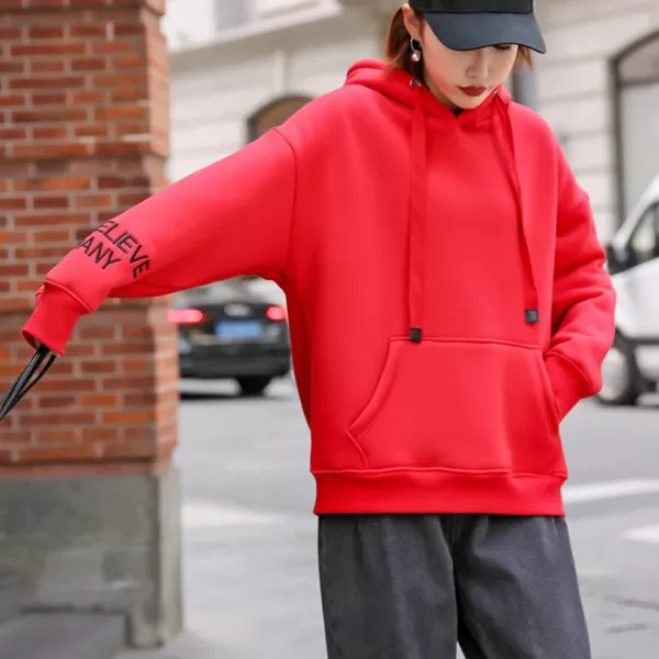 Flygo Women's Casual Winter Sherpa Fleece Lined Sweatshirt Coat Long Sleeve Pullover Outwear