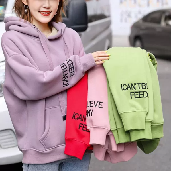 Flygo Women's Casual Winter Sherpa Fleece Lined Sweatshirt Coat Long Sleeve Pullover Outwear