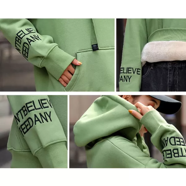 Flygo Women's Casual Winter Sherpa Fleece Lined Sweatshirt Coat Long Sleeve Pullover Outwear