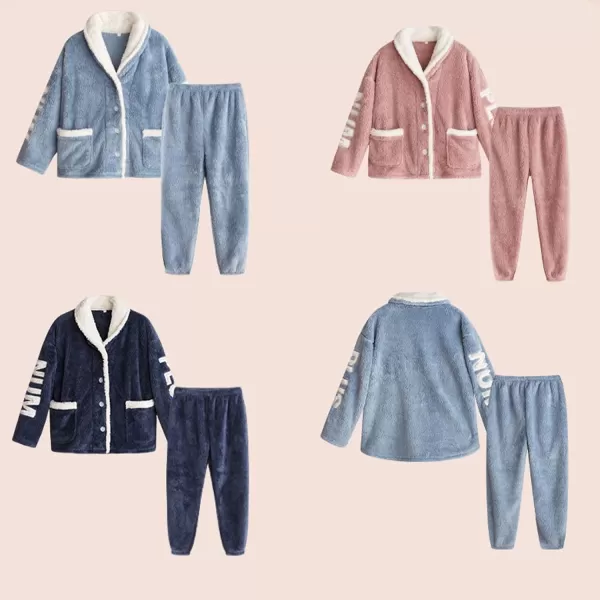 Flygo Womens Coral Fleece Pajamas Sets Fuzzy Sherpa Flannel Loungewear Cozy Winter Sleepwear