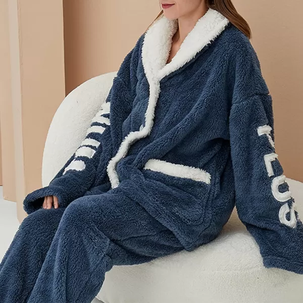 Flygo Womens Coral Fleece Pajamas Sets Fuzzy Sherpa Flannel Loungewear Cozy Winter Sleepwear