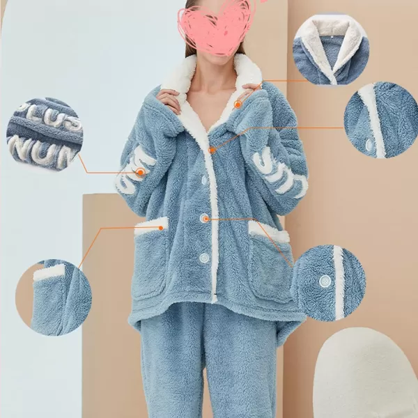 Flygo Womens Coral Fleece Pajamas Sets Fuzzy Sherpa Flannel Loungewear Cozy Winter Sleepwear