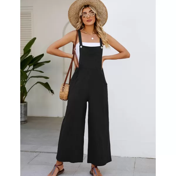 Flygo Womens Cotton Bib Overalls Loose Fit Wide Leg Jumpsuits Casual Rompers with Pockets