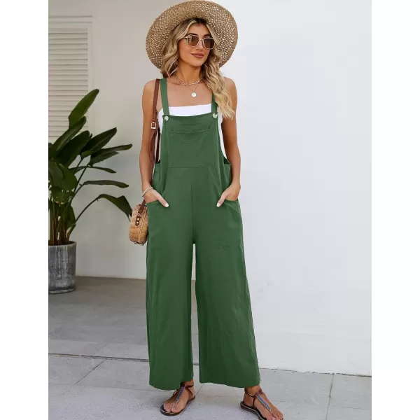 Flygo Womens Cotton Bib Overalls Loose Fit Wide Leg Jumpsuits Casual Rompers with Pockets