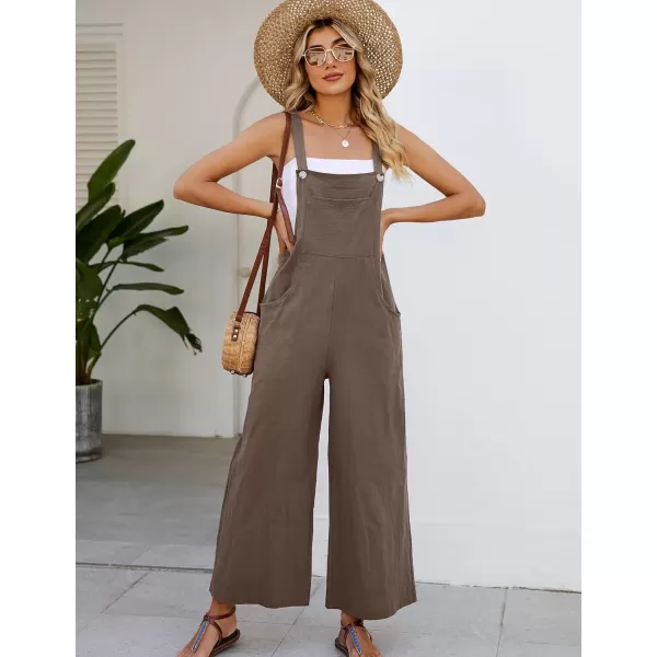 Flygo Womens Cotton Bib Overalls Loose Fit Wide Leg Jumpsuits Casual Rompers with Pockets