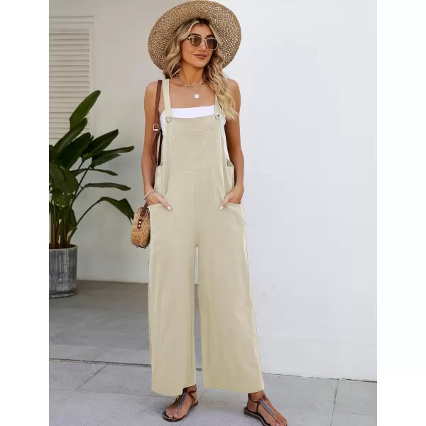 Flygo Womens Cotton Bib Overalls Loose Fit Wide Leg Jumpsuits Casual Rompers with Pockets