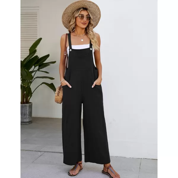 Flygo Womens Cotton Bib Overalls Loose Fit Wide Leg Jumpsuits Casual Rompers with Pockets