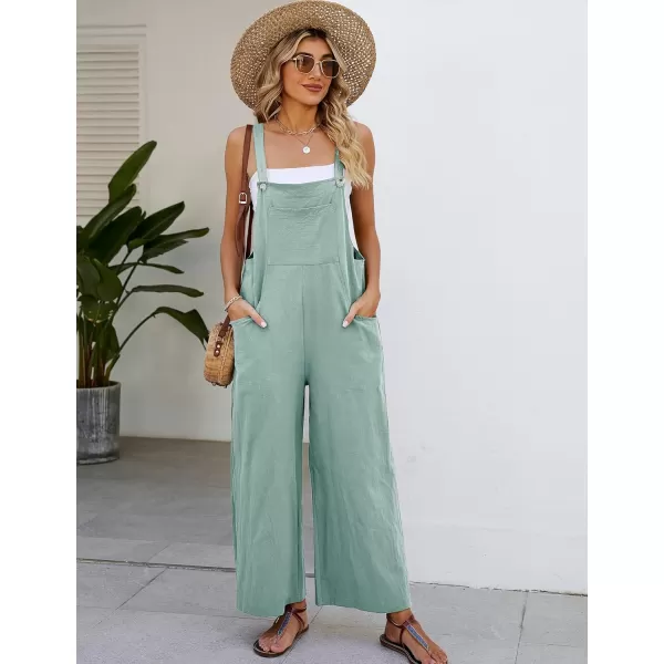 Flygo Womens Cotton Bib Overalls Loose Fit Wide Leg Jumpsuits Casual Rompers with Pockets