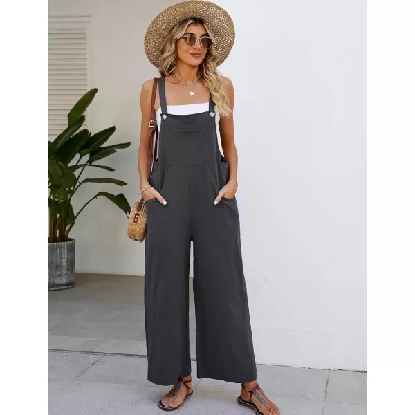 Flygo Womens Cotton Bib Overalls Loose Fit Wide Leg Jumpsuits Casual Rompers with Pockets