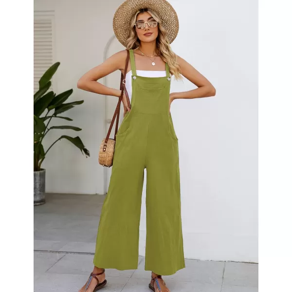 Flygo Womens Cotton Bib Overalls Loose Fit Wide Leg Jumpsuits Casual Rompers with Pockets