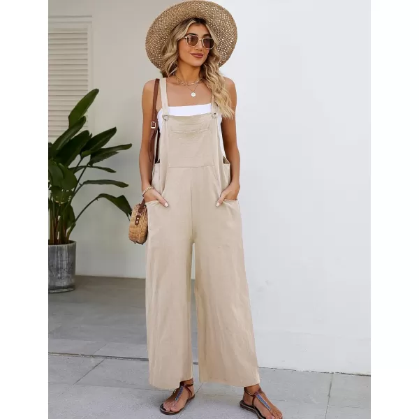 Flygo Womens Cotton Bib Overalls Loose Fit Wide Leg Jumpsuits Casual Rompers with Pockets