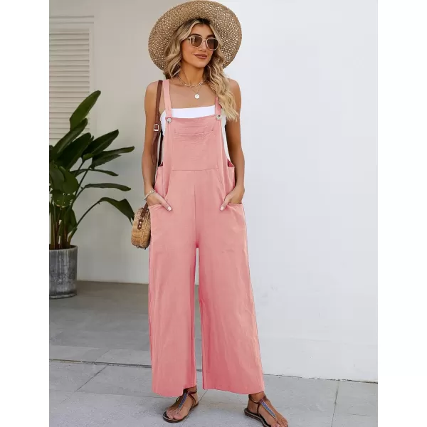 Flygo Womens Cotton Bib Overalls Loose Fit Wide Leg Jumpsuits Casual Rompers with Pockets