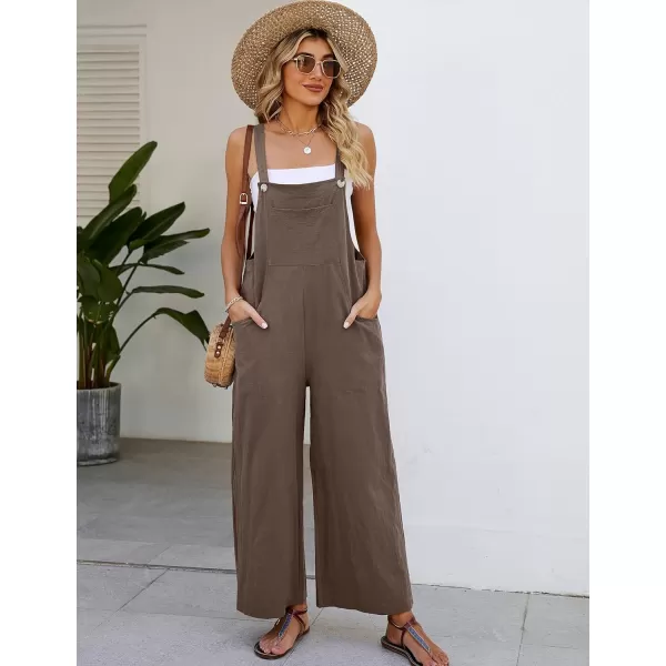 Flygo Womens Cotton Bib Overalls Loose Fit Wide Leg Jumpsuits Casual Rompers with Pockets