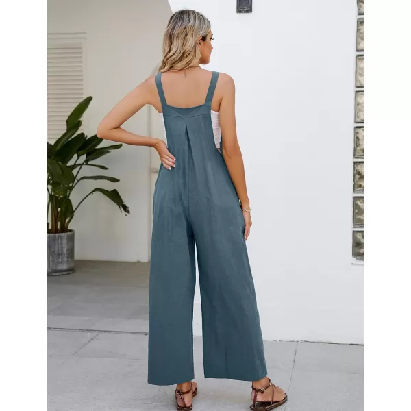 Flygo Womens Cotton Bib Overalls Loose Fit Wide Leg Jumpsuits Casual Rompers with Pockets