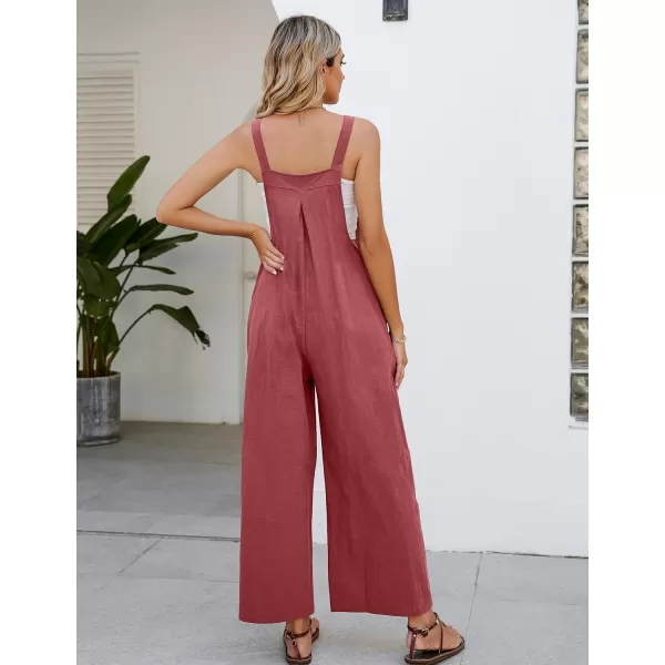 Flygo Womens Cotton Bib Overalls Loose Fit Wide Leg Jumpsuits Casual Rompers with Pockets