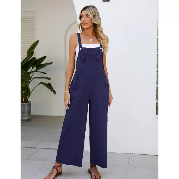 Flygo Womens Cotton Bib Overalls Loose Fit Wide Leg Jumpsuits Casual Rompers with Pockets