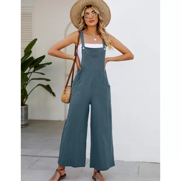 Flygo Womens Cotton Bib Overalls Loose Fit Wide Leg Jumpsuits Casual Rompers with Pockets