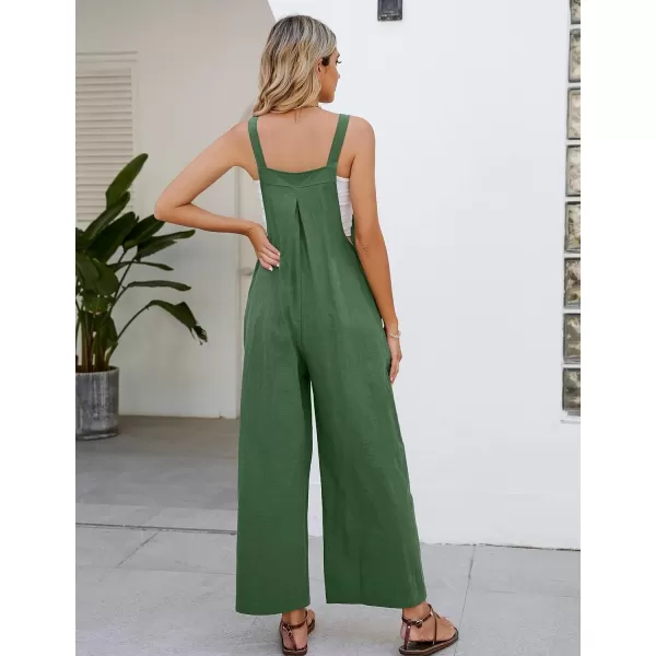 Flygo Womens Cotton Bib Overalls Loose Fit Wide Leg Jumpsuits Casual Rompers with Pockets