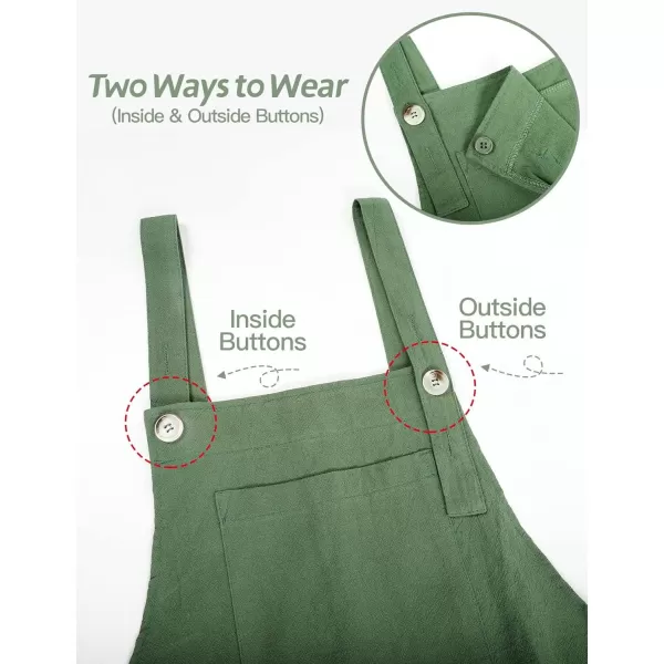Flygo Womens Cotton Bib Overalls Loose Fit Wide Leg Jumpsuits Casual Rompers with Pockets