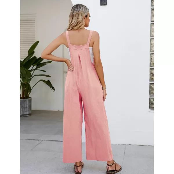 Flygo Womens Cotton Bib Overalls Loose Fit Wide Leg Jumpsuits Casual Rompers with Pockets