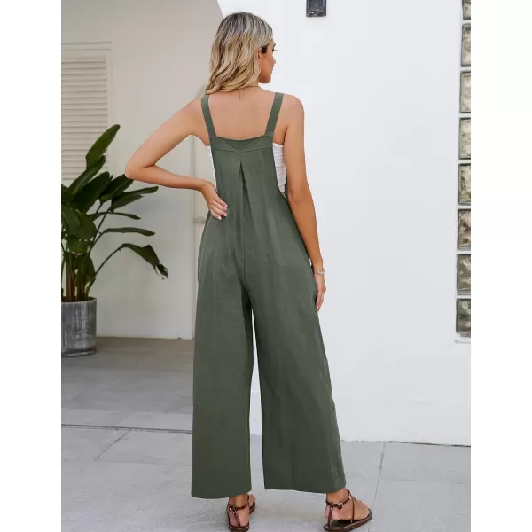 Flygo Womens Cotton Bib Overalls Loose Fit Wide Leg Jumpsuits Casual Rompers with Pockets