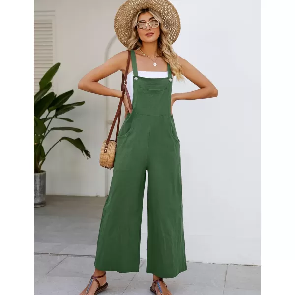 Flygo Womens Cotton Bib Overalls Loose Fit Wide Leg Jumpsuits Casual Rompers with Pockets