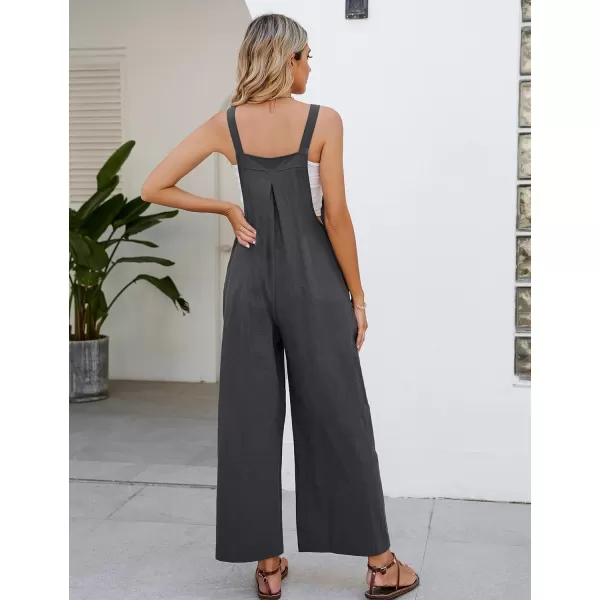 Flygo Womens Cotton Bib Overalls Loose Fit Wide Leg Jumpsuits Casual Rompers with Pockets